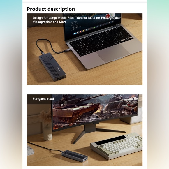 40Gbps M.2 SSD Enclosure, 2280/8TB Compatible with Thunderbolt /USB Port - Picture 7 of 14